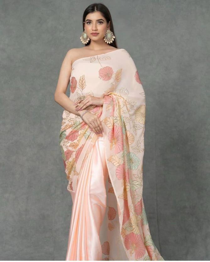1096 Georgette Multy New Stylish Party Wear Dola Silk Saree Collection